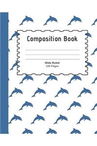 Composition Book: Blue Dolphin themed composition notebook for back to school.