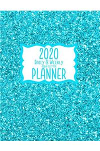 2020 Daily & Weekly Aqua Glitter Planner
