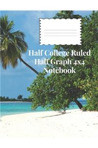 Half College Ruled Half Graph 4x4 Notebook