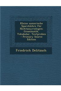 Kleine Sumerische Sparchlehre Fur Nichtassyriologen; Grammatik, Vokabular, Textproben - Primary Source Edition