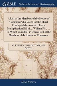 A LIST OF THE MEMBERS OF THE HOUSE OF CO