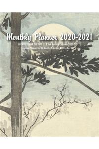 Monthly Planner 2020-2021: SUN RISE BEHIND THE TREE - 2 Year Monthly Calendar 2020-2021 - Agenda Planner for 24 Months (From Jan 2020 - Dec 2021) with Federal Holidays & Event