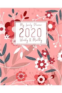 2020 Planner Weekly & Monthly: Jan to Dec Weekly & Monthly Planner 2020 with Calendar and Inspirational Quotes. Navy and Pink Floral Cover. Stay Happy, Organized and Plan with Pas