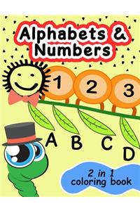 Alphabets and Numbers 2 in 1 Coloring Book