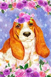 Journal Notebook For Dog Lovers Basset Hound In Flowers 1: Blank Journal To Write In, Unlined For Journaling, Writing, Planning and Doodling, For Women, Men, Kids, 160 Pages, Easy To Carry Size.