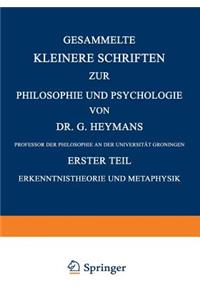 Gesammelte Kleinere Schriften Zur Philosophie Und Psychologie