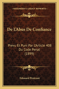 De L'Abus De Confiance