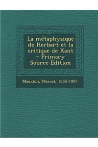 La métaphysique de Herbart et la critique de Kant