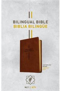 Bilingual Bible / Biblia Bilingüe Nlt/Ntv (Leatherlike, Brown)