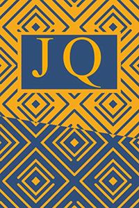 J Q: Art Deco Initials J Q Monogram Notebook, J Q Monogrammed Journal Gift