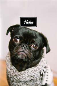 Pug Dog Pup Puppy Doggie Notebook Bullet Journal Diary Composition Book Notepad - Knitted Sweater