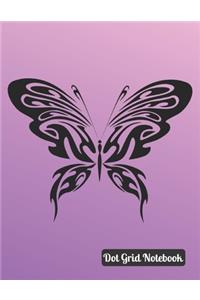 Dot Grid Notebook: Purple Butterfly Elegant Design For Butterfly Lovers Tribal Shape Wings (8.5" x 11") - 120 Dotted Pages