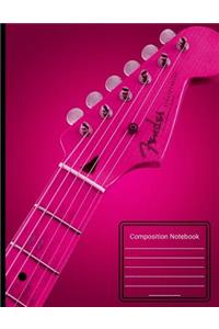 Composition Notebook: Pink Fender Electric Guitar Comp Book