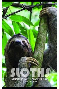 Sloths Monthly Note Planner 2019 1 Year Calendar