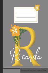 R Ricarda Monogramm Notizheft Liniert 60 Blatt