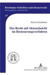 Das Recht Auf Akteneinsicht Im Besteuerungsverfahren