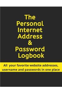 The Personal Internet Address & Password Logbook