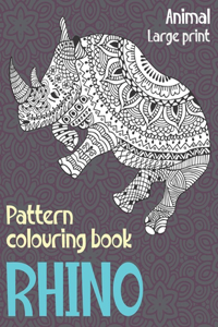 Pattern Colouring Book - Animal - Large Print - Rhino