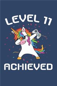 Level 11 achieved Notebook, funny dabbing unicorn Gamer birthday gift blank lined journal