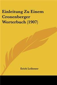 Einleitung Zu Einem Cronenberger Worterbuch (1907)