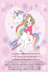 Unicorn Letters and numbers Tracing workbook