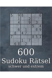 600 Sudoku Rätsel schwer und extrem