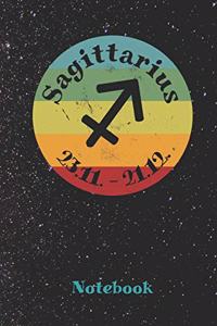 Zodiac Sign Sagittarius Retro Notebook