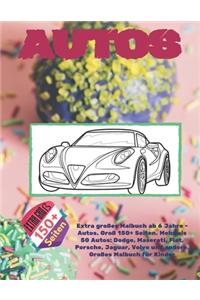 Extra großes Malbuch ab 6 Jahre - Autos. Groß 150+ Seiten. Mehr als 50 Autos