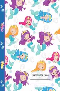 Colorful Little Mermaid Queens Wide Ruled Paper