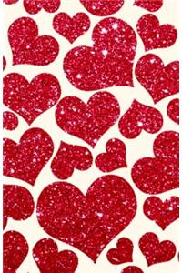 Glitzer Notizbuch Rote Herzen