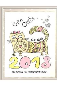 Cute Cats 2018 Cat Coloring Book Calendar Notebook