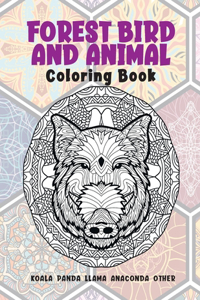 Forest Bird and Animal - Coloring Book - Koala, Panda, Llama, Anaconda, other