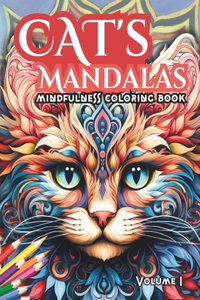 Stress Relief Cat's Mandalas, Mindful Coloring for Relaxation