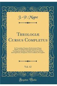 Theologiï¿½ Cursus Completus, Vol. 12: Ex Tractatibus Omnium Perfectissimis Ubique Habitis, Et Magna Parte Episcoporum Necnon Theologorum Europï¿½ Catholicï¿½, Universim Ad Hoc Interrogatorum, Designatis, Unicï¿½ Conflatus; de Legibus (Classic Repr