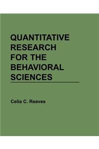 Quantitative Research for the Behavioral Sciences