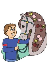 Horse Illustration School Composition Book Equine Horse Flowers