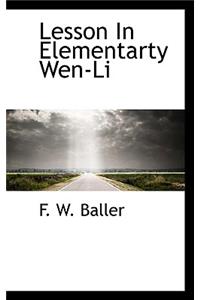 Lesson in Elementarty Wen-Li