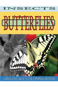 Insect Butterflies Grayscale Coloring Books