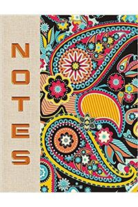 Faux Fabric Notes Notebook: Paisley Print