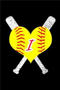 I Monogram Initial Softball Journal