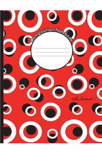 Red White Black Circles Dots Composition Notebook