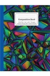 Composition Book Abstract Mosaic Blue, Green & Purple Wide Rule