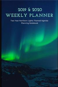 2019 & 2020 Weekly Planner Two Year Northern Lights Themed Agenda Planning Notebook