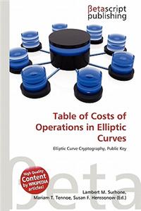 Table of Costs of Operations in Elliptic Curves