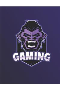 Monkey Gaming - Blank Lined Notebook