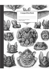 Composition Book College-Ruled Bats Scientific Illustrations