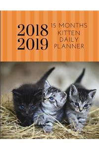 2018 2019 15 Months Kitten Daily Planner