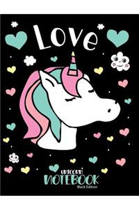 Love Unicorn Notebook Black Edition