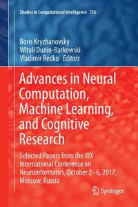 Advances in Neural Computation, Machine Learning, and Cognitive Research