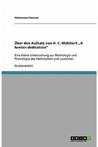 Ã?ber Den Aufsatz Von H. C. Melchert 